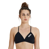 WOMEN'S TEAM SWIM TOP TIE BACK SOLID BLACK-WHITE