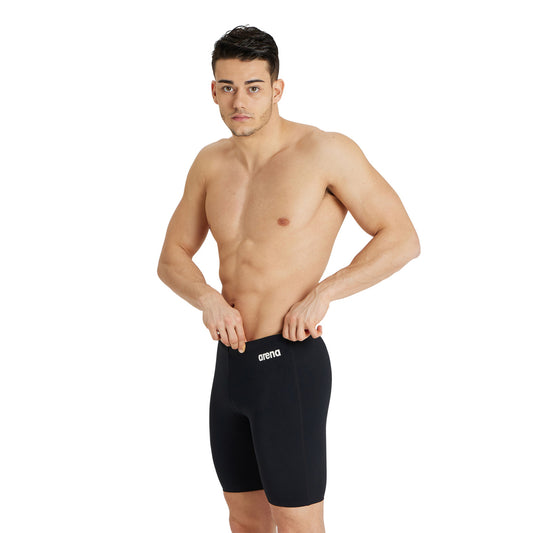 MEN'S TEAM SWIM JAMMER SOLID BLACK-WHITE