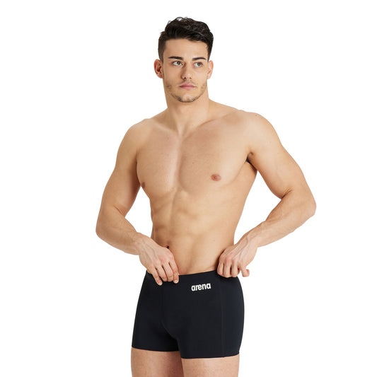 MEN'S TEAM SWIM SHORT SOLID BLACK-WHITE