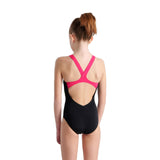 GIRL'S SWIMSUIT V BACK PLACEMENT BLACK-FREAK ROSE