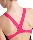 GIRL'S SWIMSUIT V BACK PLACEMENT BLACK-FREAK ROSE