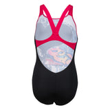 GIRL'S SWIMSUIT V BACK PLACEMENT BLACK-FREAK ROSE