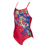 Arena Drip badedragt Junior - Rød/Mørkeblå/multi