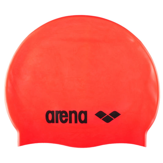 Arena Silicone badehætte - Fluo rød/Sort logo