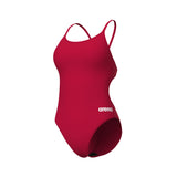 WOMEN'S SWIMSUIT LACE BACK SOLID RED-WHITE