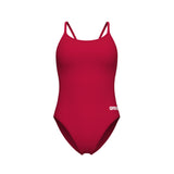 WOMEN'S SWIMSUIT LACE BACK SOLID RED-WHITE