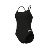 WOMEN'S SWIMSUIT LACE BACK SOLID BLACK-WHITE