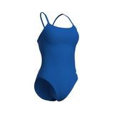 WOMEN'S SWIMSUIT LACE BACK SOLID ROYAL-WHITE