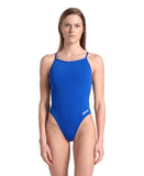 WOMEN'S SWIMSUIT LACE BACK SOLID ROYAL-WHITE