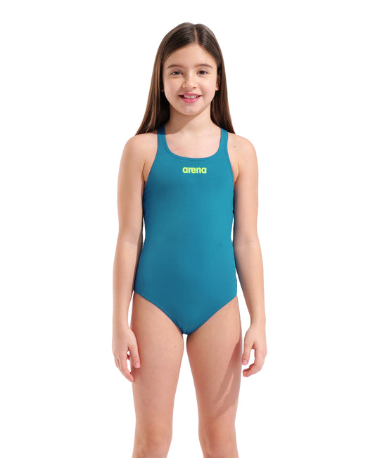 Arena Girls' Team Swimsuit Challenge Solid – Turkis/Lyseblå