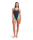Arena Women's Team Swimsuit Swim Tech Solid – Sort/Lyseblå