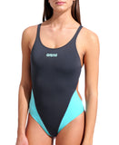 Arena Women's Team Swimsuit Swim Tech Solid – Sort/Lyseblå