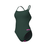 WOMEN'S TEAM SWIMSUIT CHALLENGE SOLID - MØRK GRØN/PINK