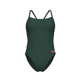 WOMEN'S TEAM SWIMSUIT CHALLENGE SOLID - MØRK GRØN/PINK