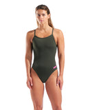 WOMEN'S TEAM SWIMSUIT CHALLENGE SOLID - MØRK GRØN/PINK