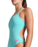 WOMEN'S TEAM SWIMSUIT CHALLENGE SOLID - TURQUOISE/PINK