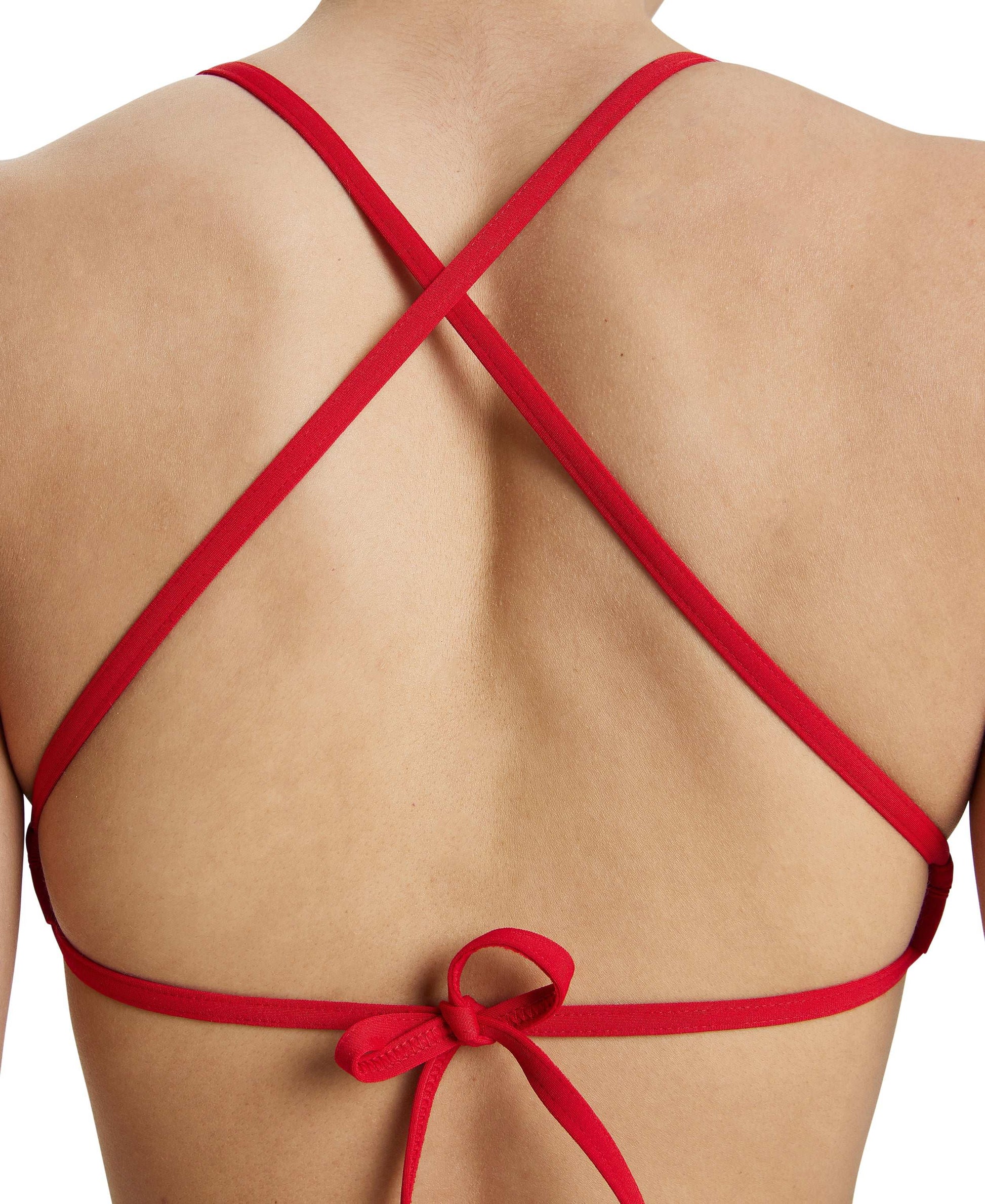 WOMEN’S TEAM SWIM TOP TIE BACK SOLID - RED