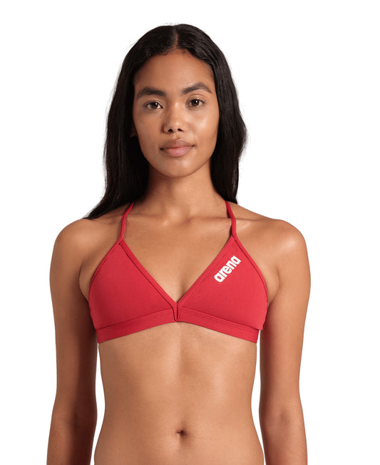 WOMEN’S TEAM SWIM TOP TIE BACK SOLID - RED