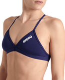 WOMEN’S TEAM SWIM TOP TIE BACK SOLID - NAVY