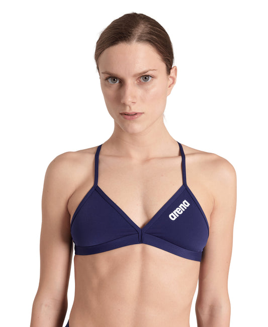 WOMEN’S TEAM SWIM TOP TIE BACK SOLID - NAVY