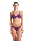 WOMEN’S TEAM SWIM TOP TIE BACK SOLID - PURPLE/RED