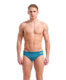 MEN'S TEAM SWIM BRIEFS SOLID - BLUE COSMO-ARTIC LIME