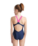 Pige badedragt med V-ryg – Graphic Navy/Freak Rose