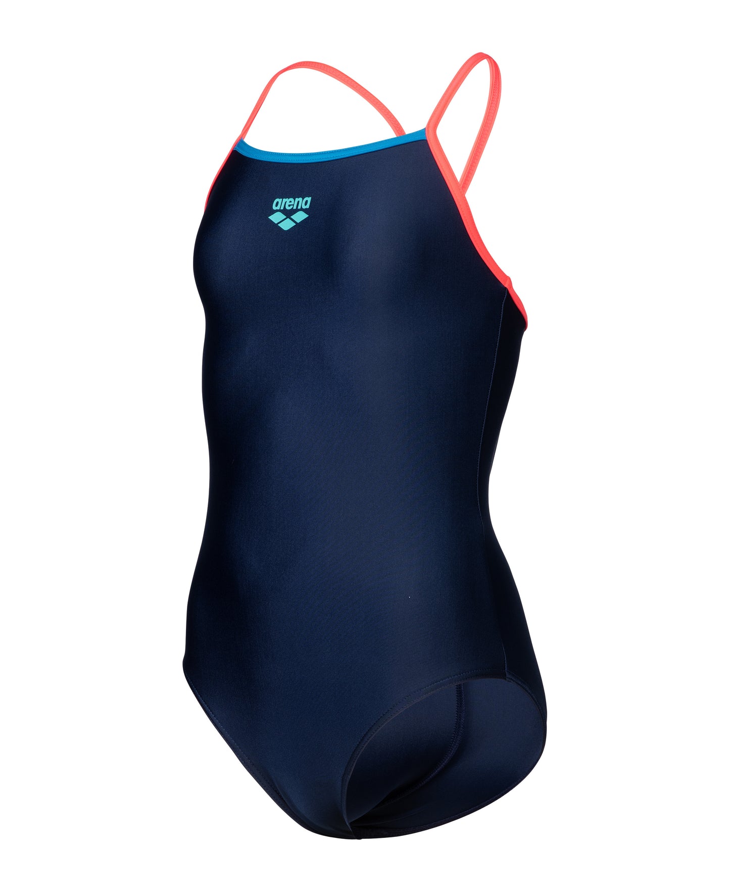 GIRL'S ARENA SWIMSUIT LIGHT DROP SOLID NAVY-FLUO RED