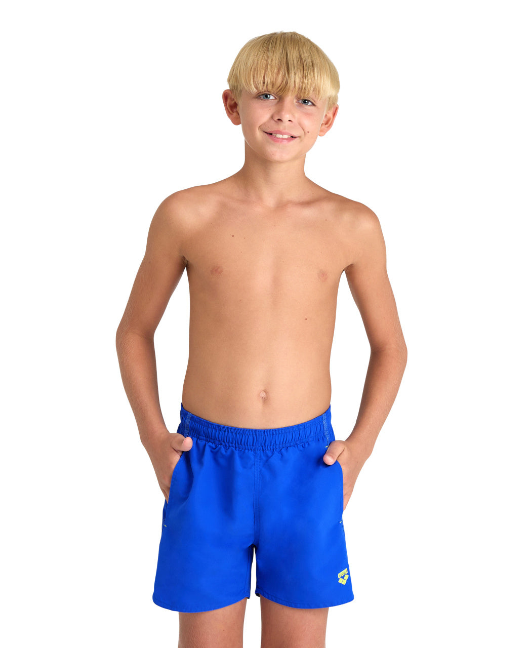 BOYS' BEACH BOXER SOLID - Neon Blue - Soft Green