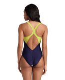 WOMEN'S ARENA KIKKO V SWIMSUIT V BACK GRAPHIC - NAVY