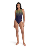 WOMEN'S ARENA KIKKO V SWIMSUIT V BACK GRAPHIC - NAVY