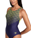 WOMEN'S ARENA KIKKO V SWIMSUIT V BACK GRAPHIC - NAVY