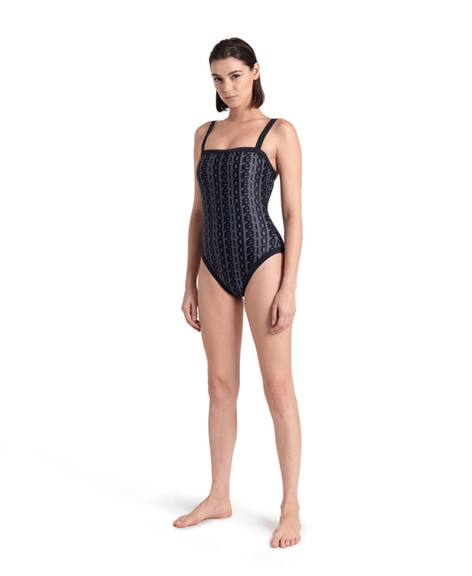 WOMEN'S ARENA MONOGRAM SWIMSUIT U BACK- BLACK MULTI