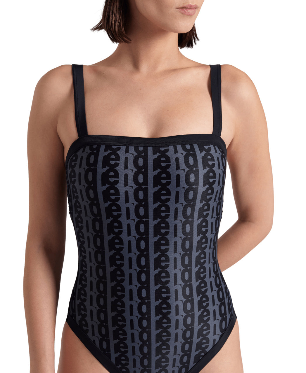 WOMEN'S ARENA MONOGRAM SWIMSUIT U BACK- BLACK MULTI