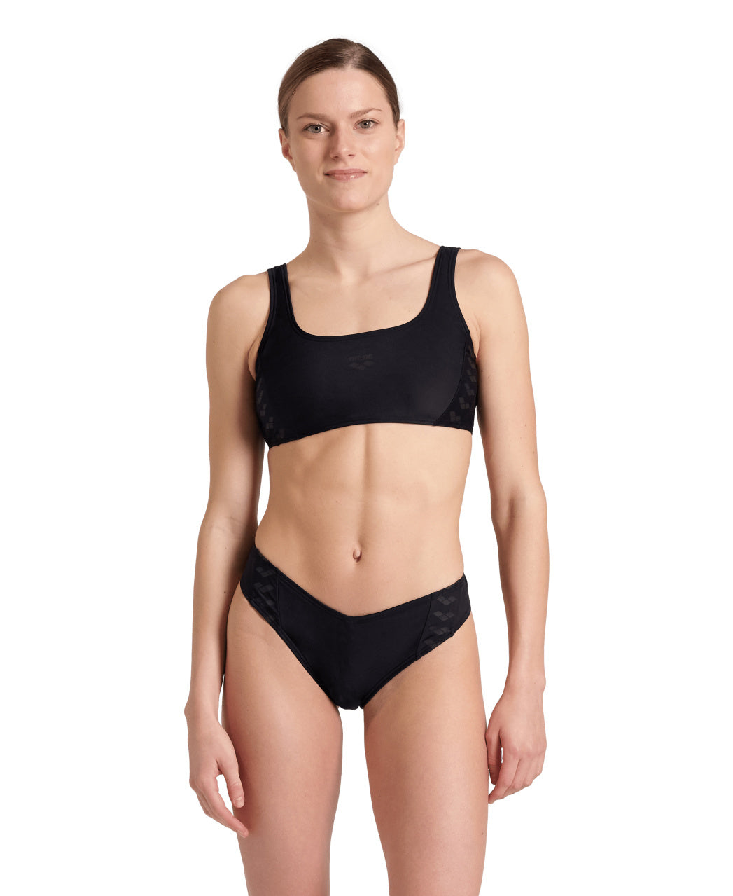 ARENA TEAM STRIPE BIKINI BRALETTE - BLACK