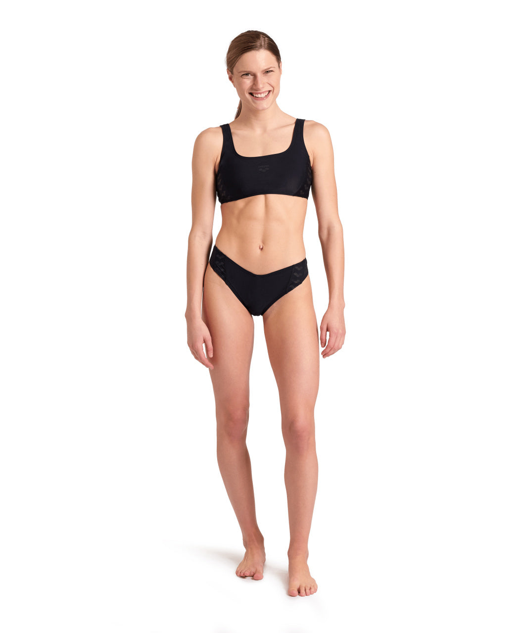 ARENA TEAM STRIPE BIKINI BRALETTE - BLACK