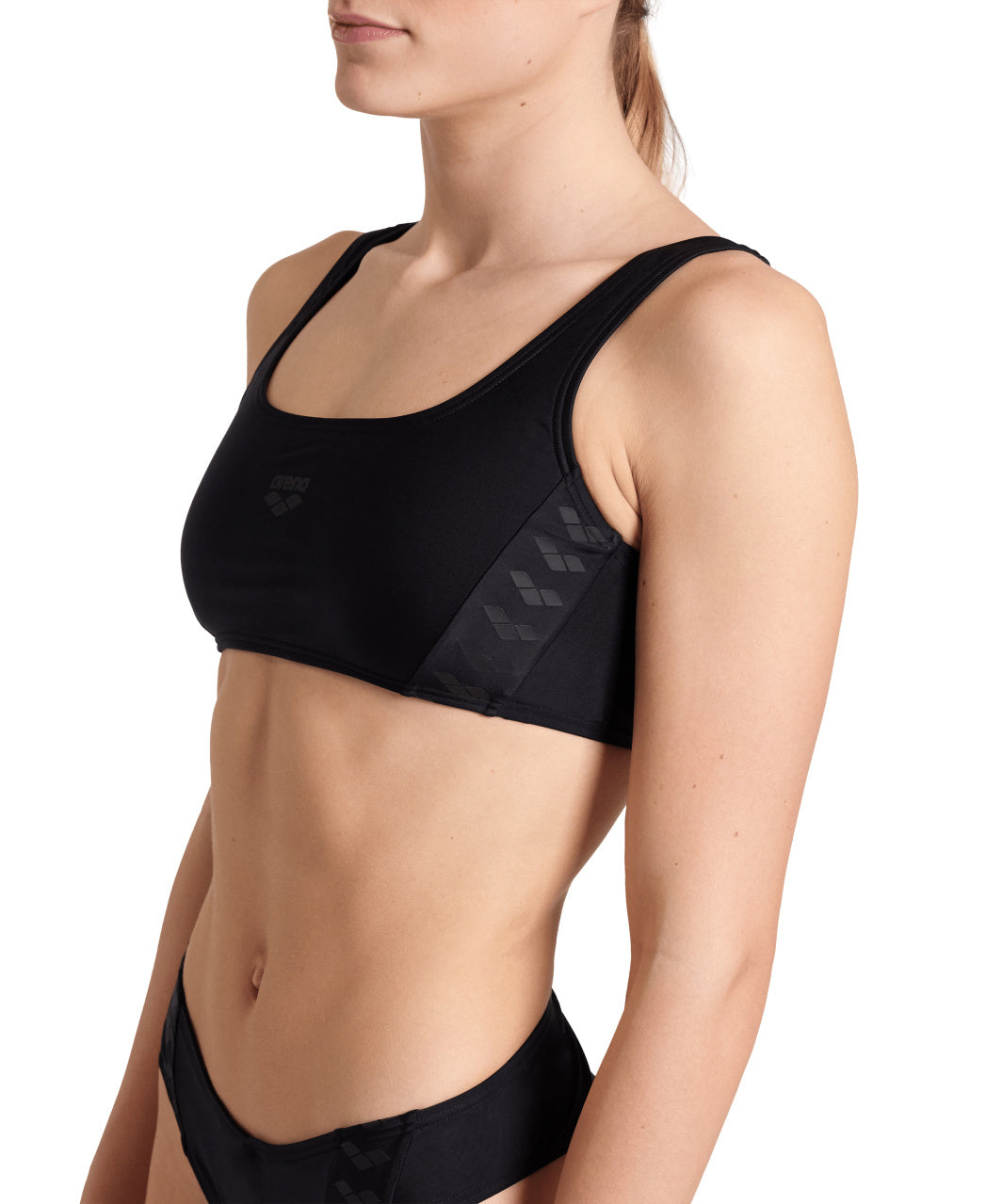 ARENA TEAM STRIPE BIKINI BRALETTE - BLACK