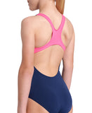 GIRL'S ARENA REFLECTING SWIMSUIT SWIM PRO BACK - NAVY/PINK