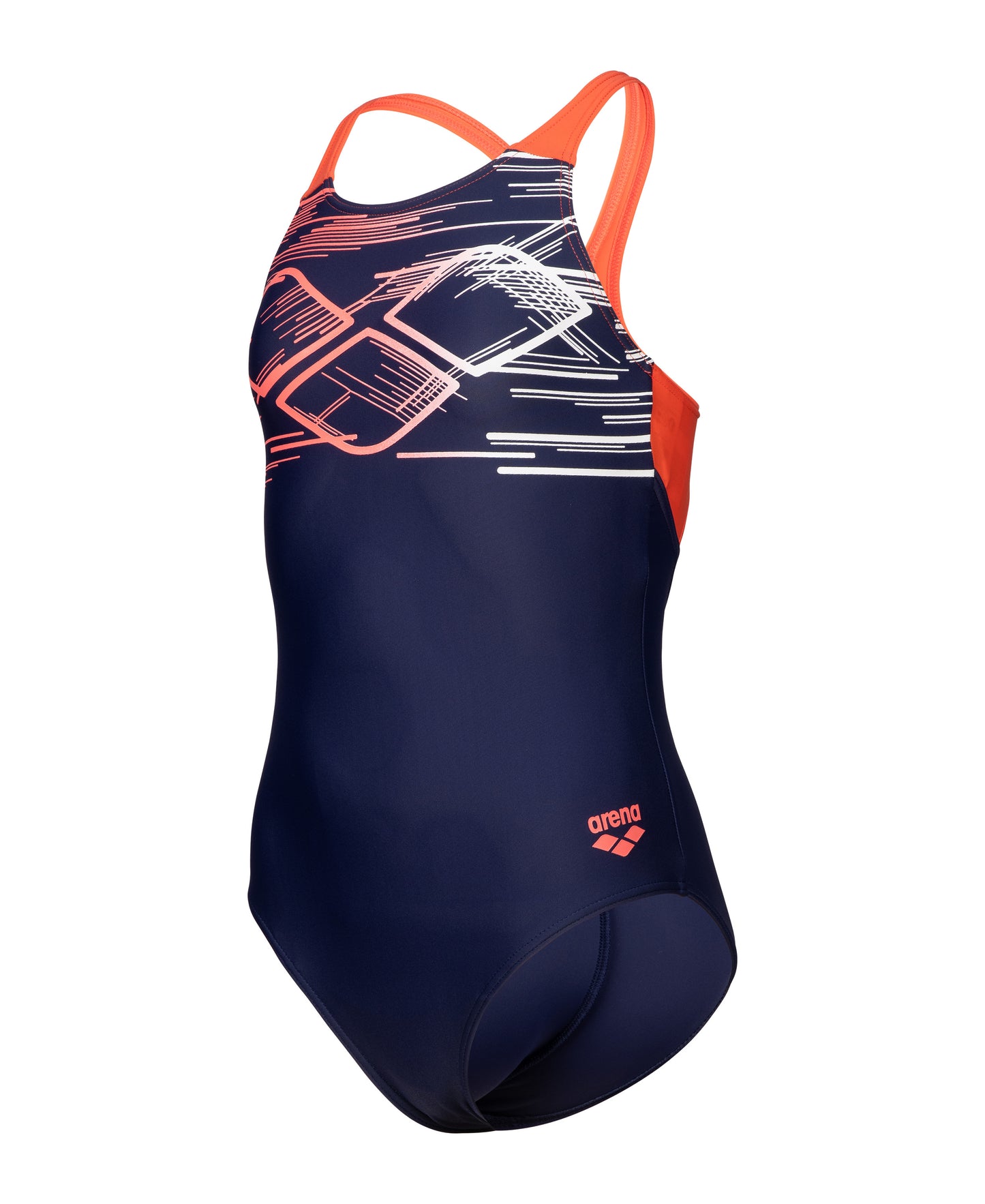 GIRL'S ARENA PASTIME SWIMSUIT V BACK NAVY-CALYPSO