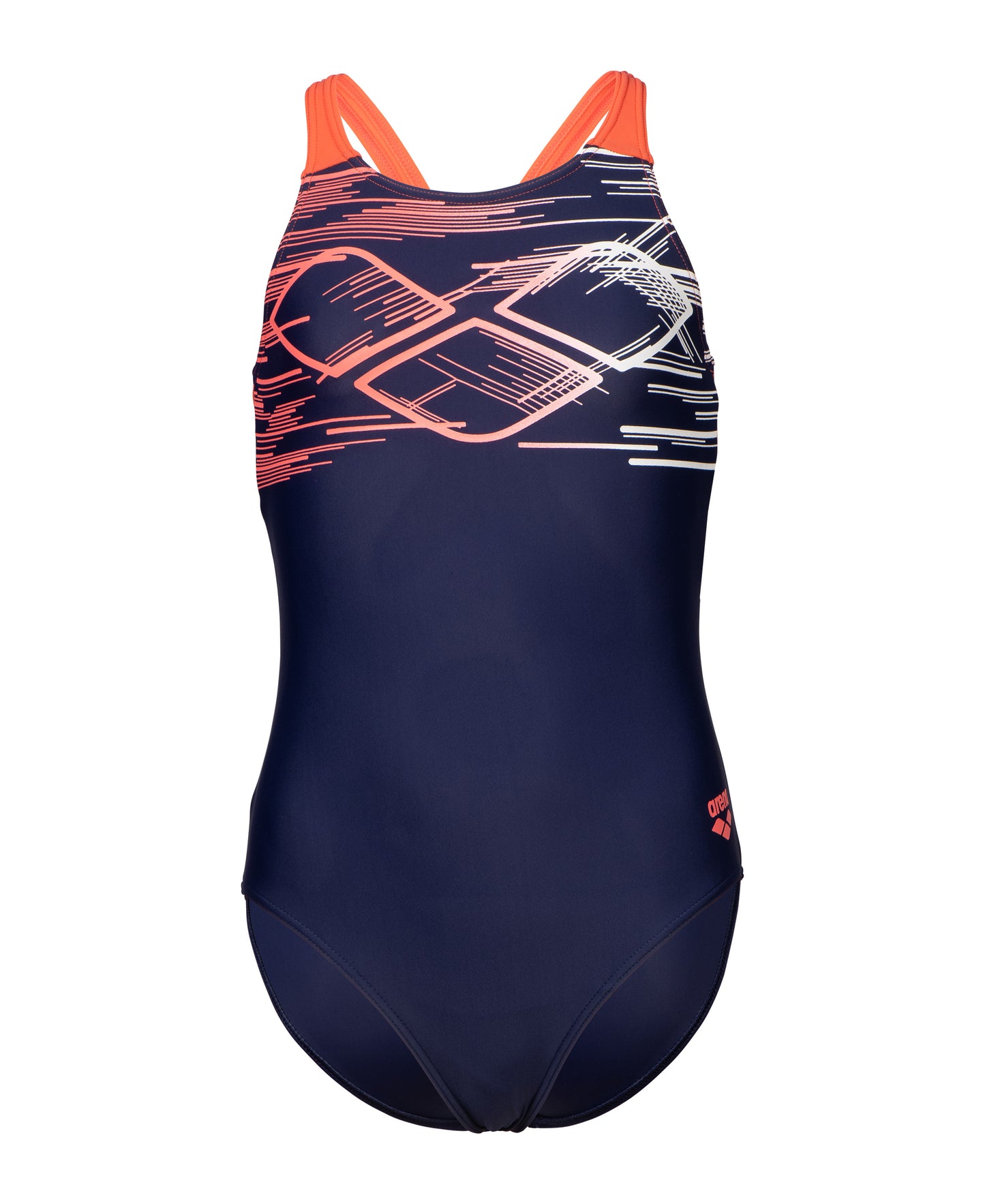 GIRL'S ARENA PASTIME SWIMSUIT V BACK NAVY-CALYPSO