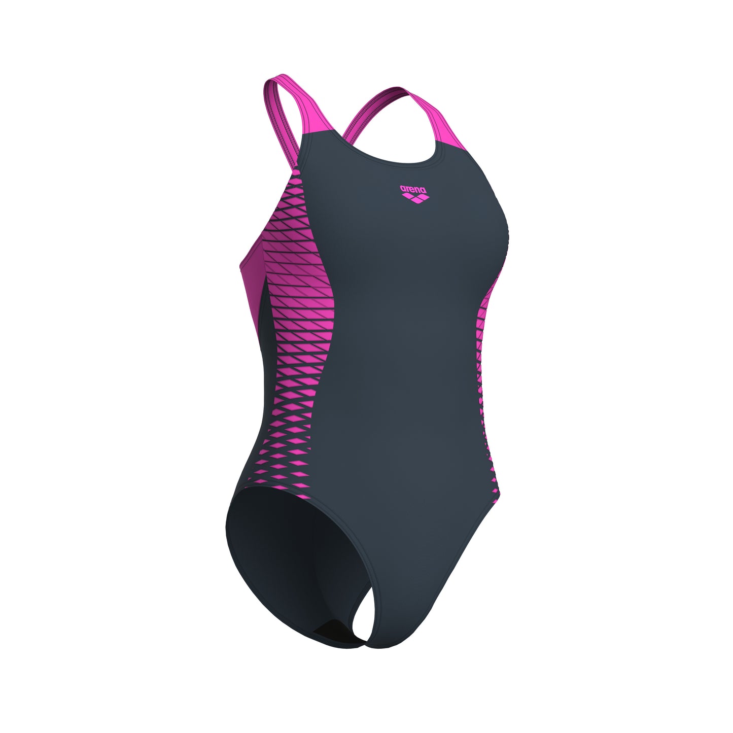 WOMEN'S ARENA OPENINGS SWIMSUIT V BACK ASPHALT