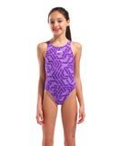 GIRL'S ARENA ESCAPE SWIMSUIT SWIM TECH L BLACK-TEA