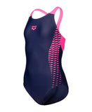 GIRL'S ARENA OPENINGS SWIMSUIT V BACK NAVY