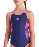 GIRL'S ARENA OPENINGS SWIMSUIT V BACK NAVY