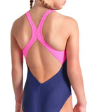 GIRL'S ARENA OPENINGS SWIMSUIT V BACK NAVY