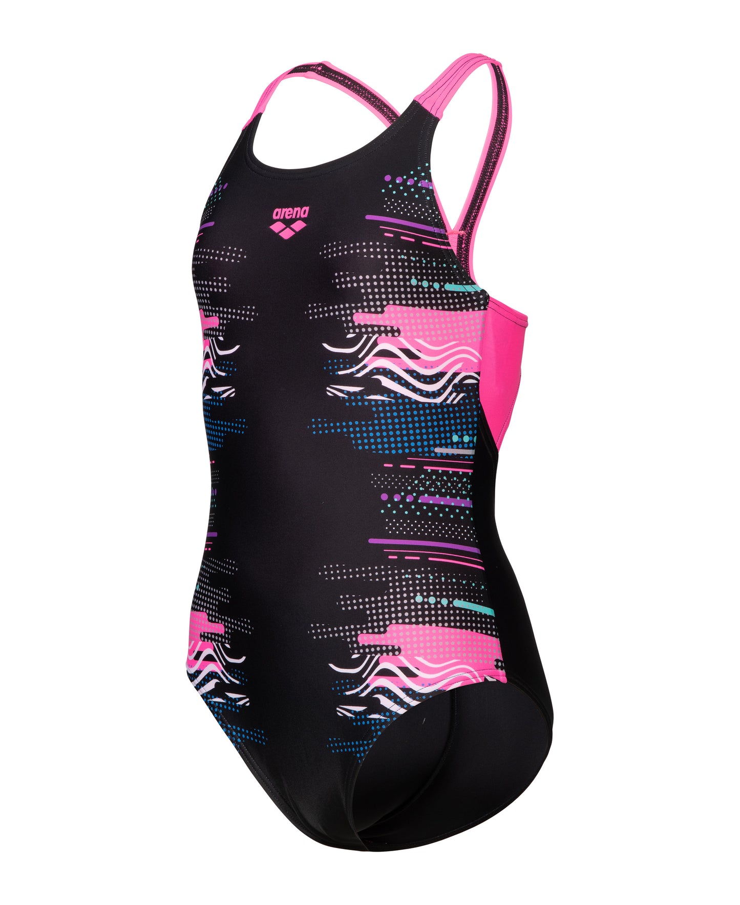 GIRL'S ARENA RHYTHM SWIMSUIT V BACK BLACK MULTI