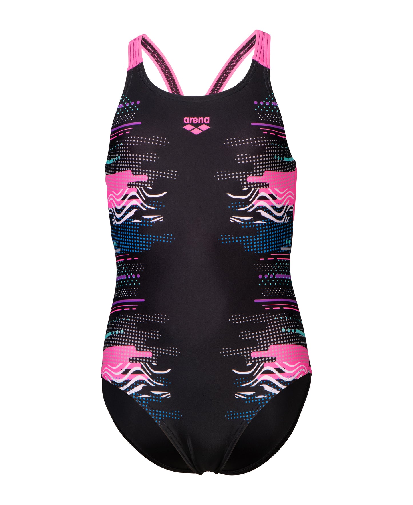 GIRL'S ARENA RHYTHM SWIMSUIT V BACK BLACK MULTI