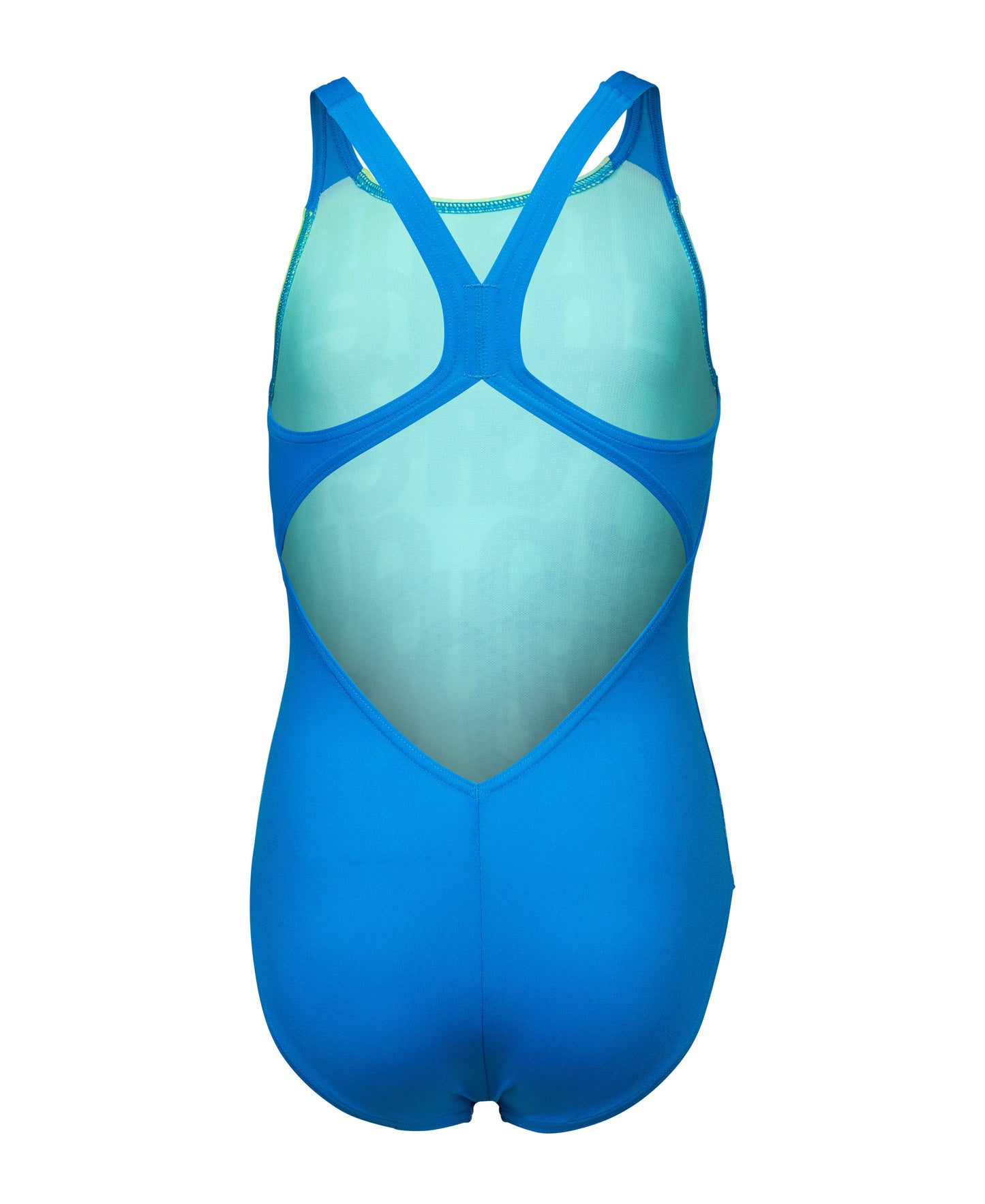 GIRL'S ARENA MULTI COLOURS SWIMSUIT V BACK BLUE