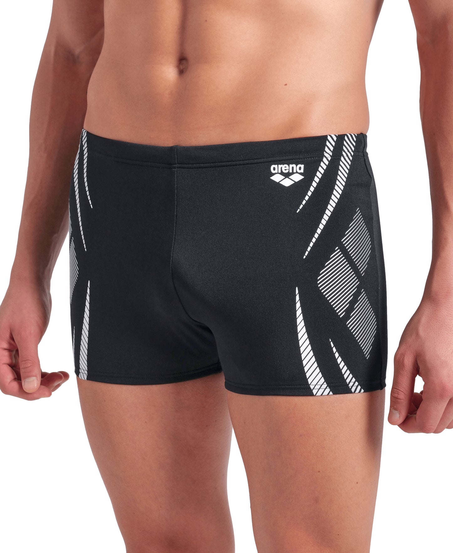 MEN'S ARENA POSEIDONIA SWIM SHORT BLACK-WHITE