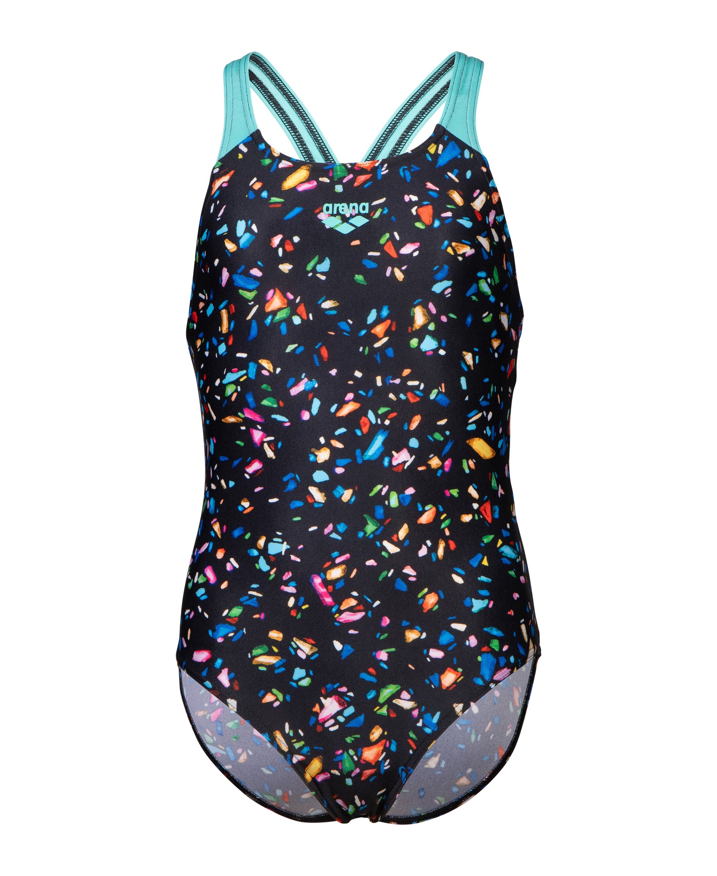 GIRL'S ARENA CONFETTI SWIMSUIT SWIM PRO BACK BLACK